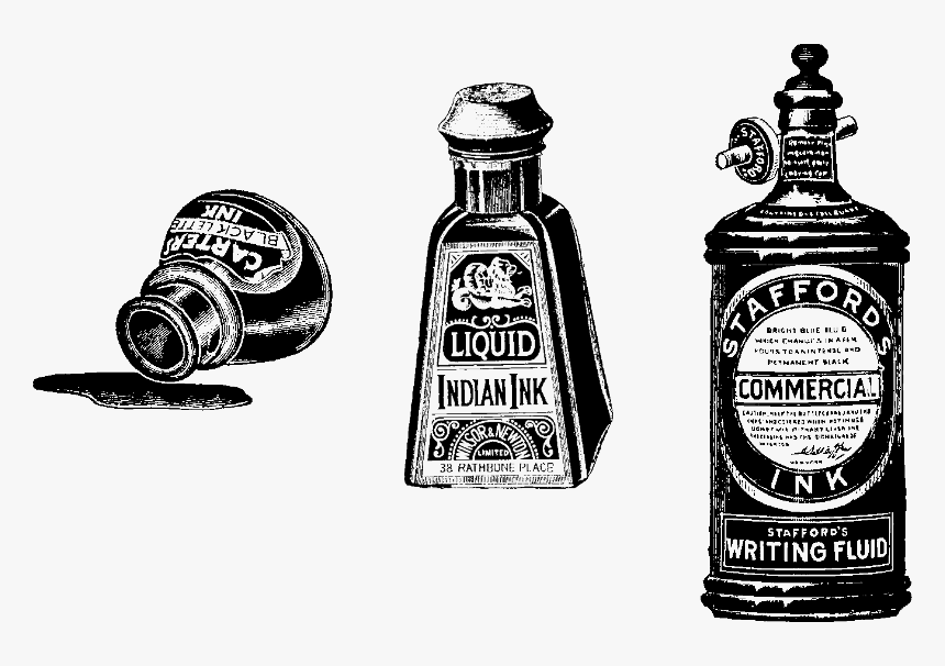Free Vintage Toiletry Bottle Labels Png Vintage Ink Bottle Drawing