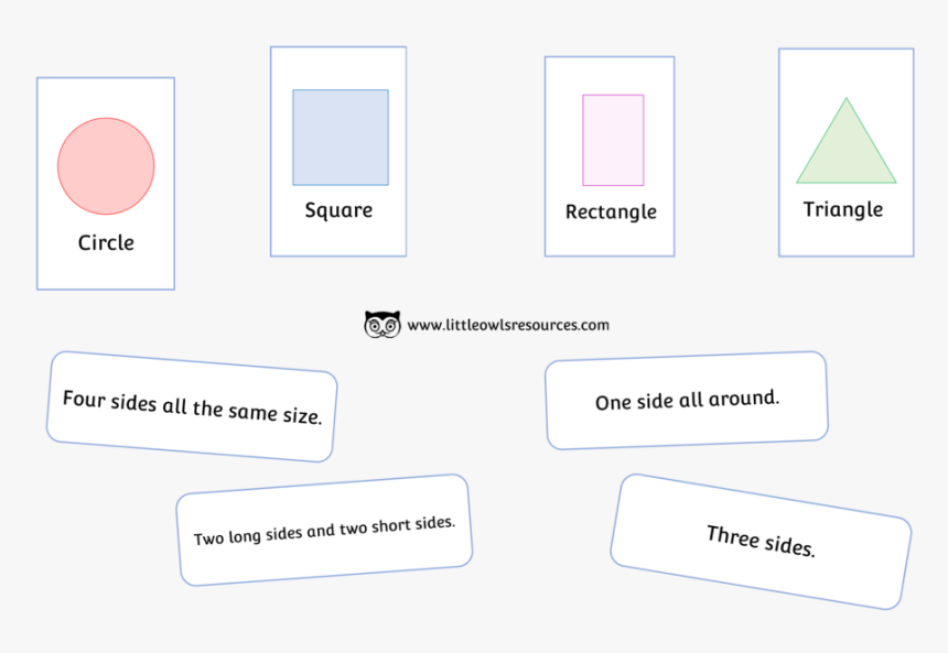 2d Shape Description Matching Cards And Statements - Carmine, HD Png Download