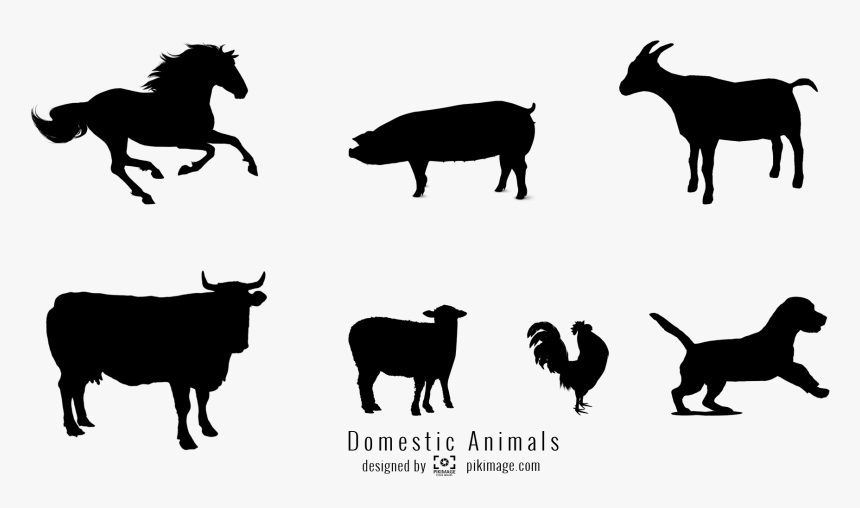 Vector Image Domestic Animal Silhouette Png File - Domestic Animal Animal Silhouette, Transparent Png