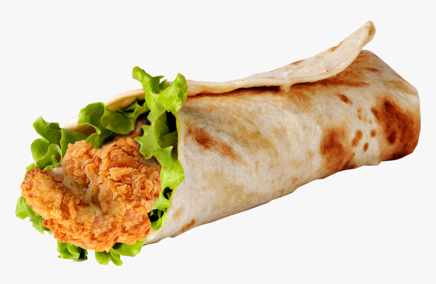 Krispy Chicken Wrap - Chicken Roll White Background, HD Png Download