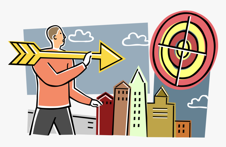 Vector Illustration Of Businessman Aims Arrow At Target Illustration