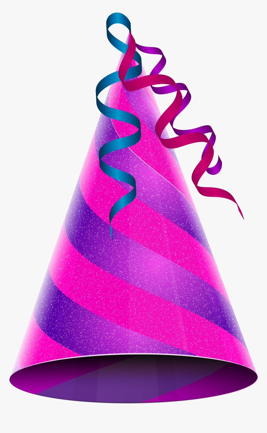 Birthday Party Hat Purple Pink Png Clip Art Imageu200b - Transparent Background Birthday Hat, Png Download