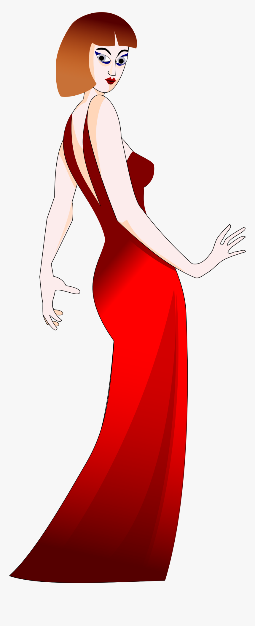 Woman In Red Dress Clip Arts - Red Dresses Clip Art, HD Png Download