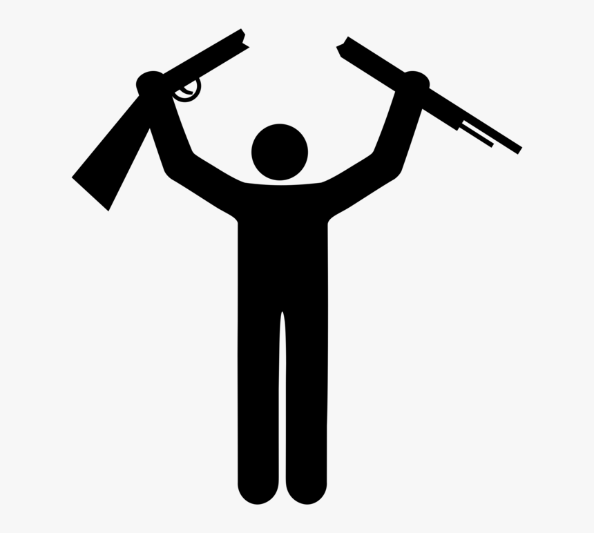 Silhouette,symbol,joint - Stick Man With Gun, HD Png Download