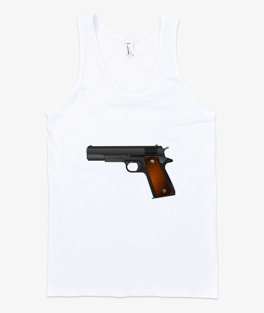 Gun Fine Jersey Tank Top Unisex By Itee - White Top Front Transparent Background, HD Png Download