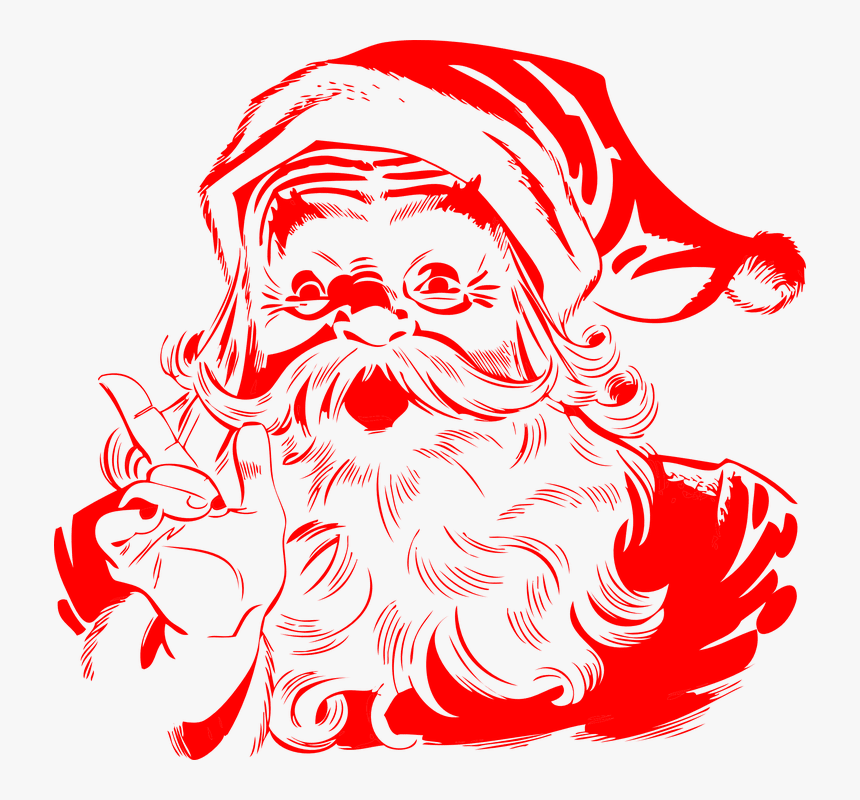 Santa Claus Black And White, HD Png Download