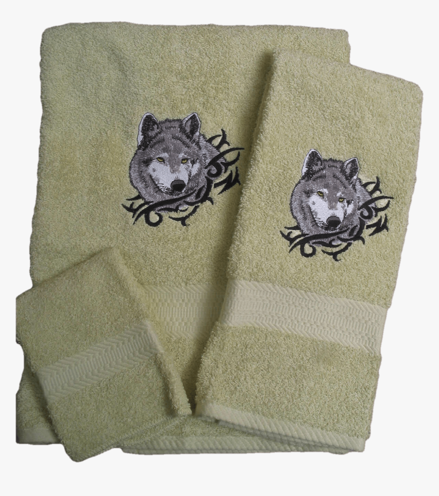 Wolf Head Bath Towel Set - Wolf Tribal, HD Png Download
