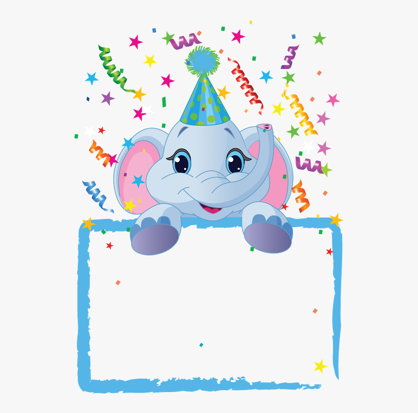 Royalty-free Clipart Illustration Of An Adorable Elephant - First Birthday Frame Png, Transparent Png
