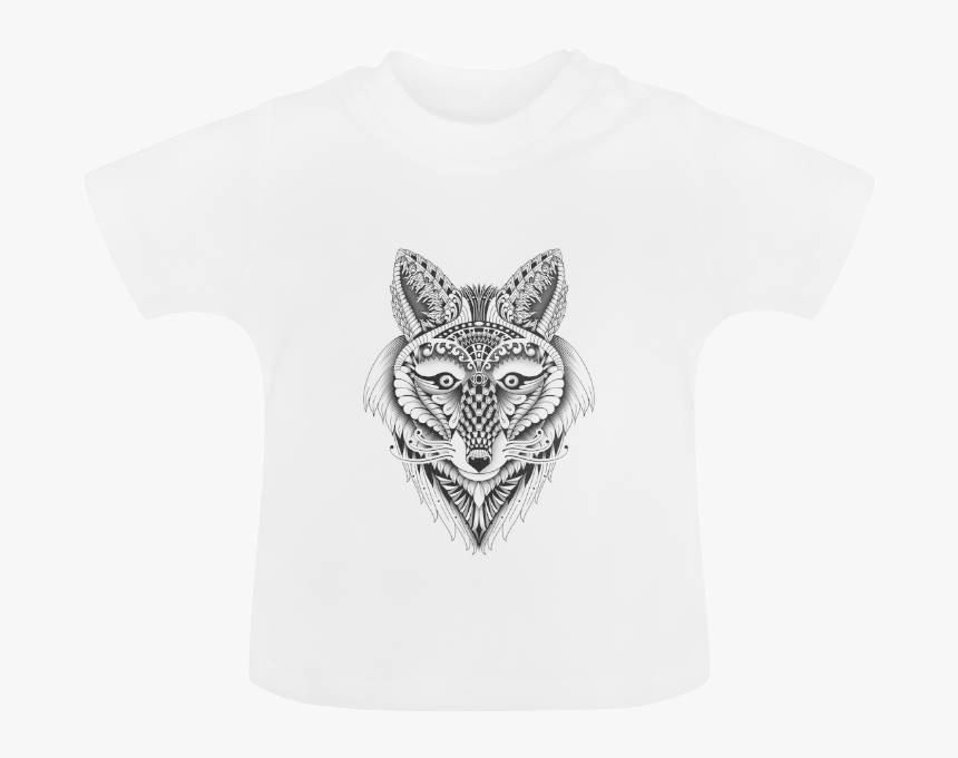Foxy Wolf Ornate Animal Drawing Baby Classic T-shirt - Dingo, HD Png Download