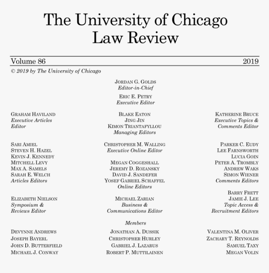 University Of Chicago Law Review, HD Png Download