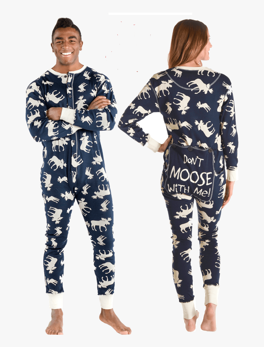 Lazy One Adult Unisex Classic Moose Flapjack In Navy - Piżama Pajacyk Dla Dorosłych, HD Png Download