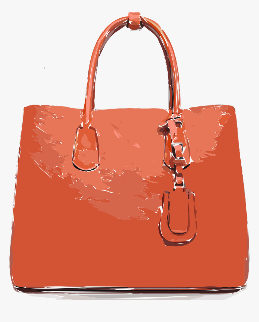 Orange Flat Leather Bag Clip Arts - Handbag, HD Png Download