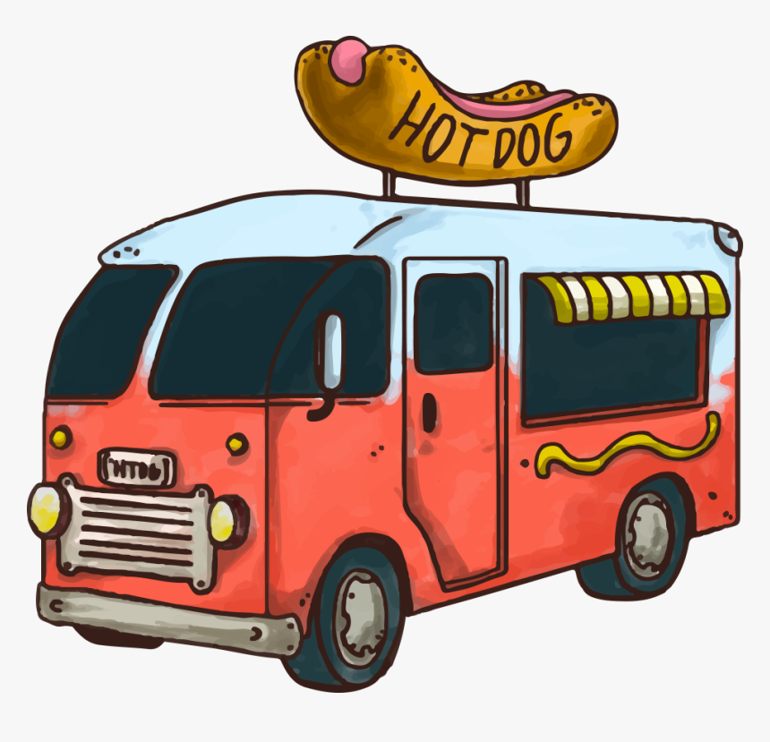 Hot Dog Fast Food Hamburger Car Food Truck - Food Truck Hot Dog Png, Transparent Png