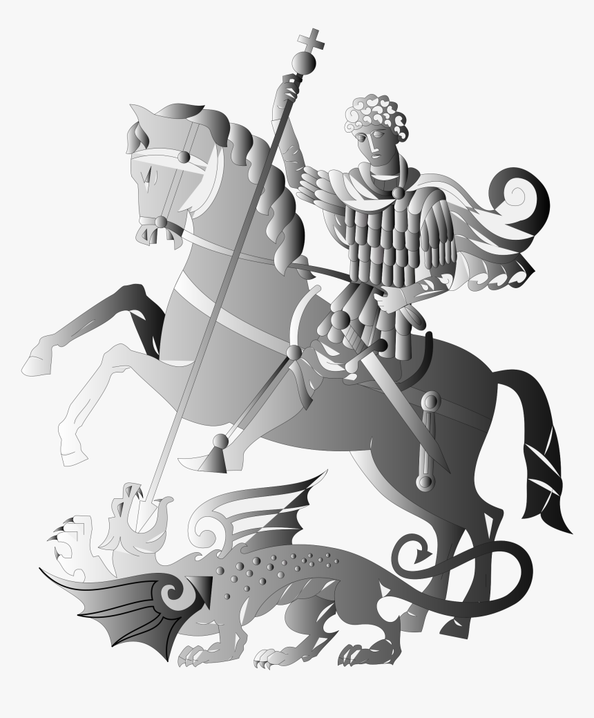 Shaded Slaying The Dragon Clip Arts - Saint George Slaying Dragon Clip Art, HD Png Download