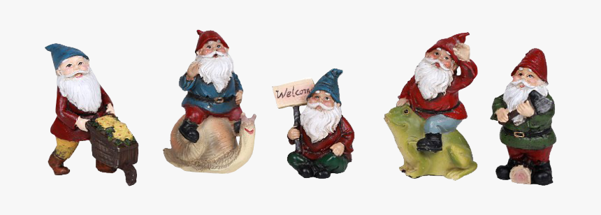 Set Of 5 Mini Gnome Statues - Santa Claus, HD Png Download