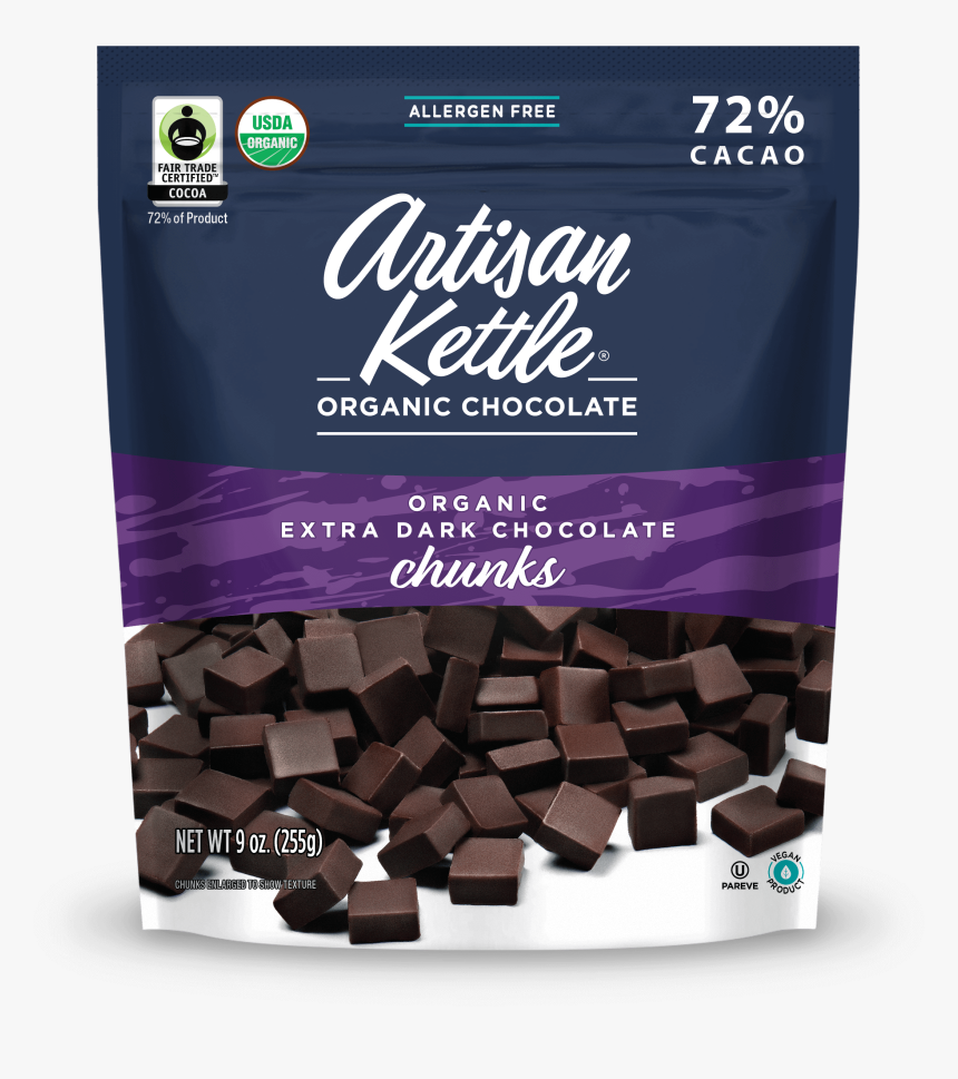 Organic Extra Dark Chocolate Chunks - Artisan Kettle Organic Chocolate Chips, HD Png Download