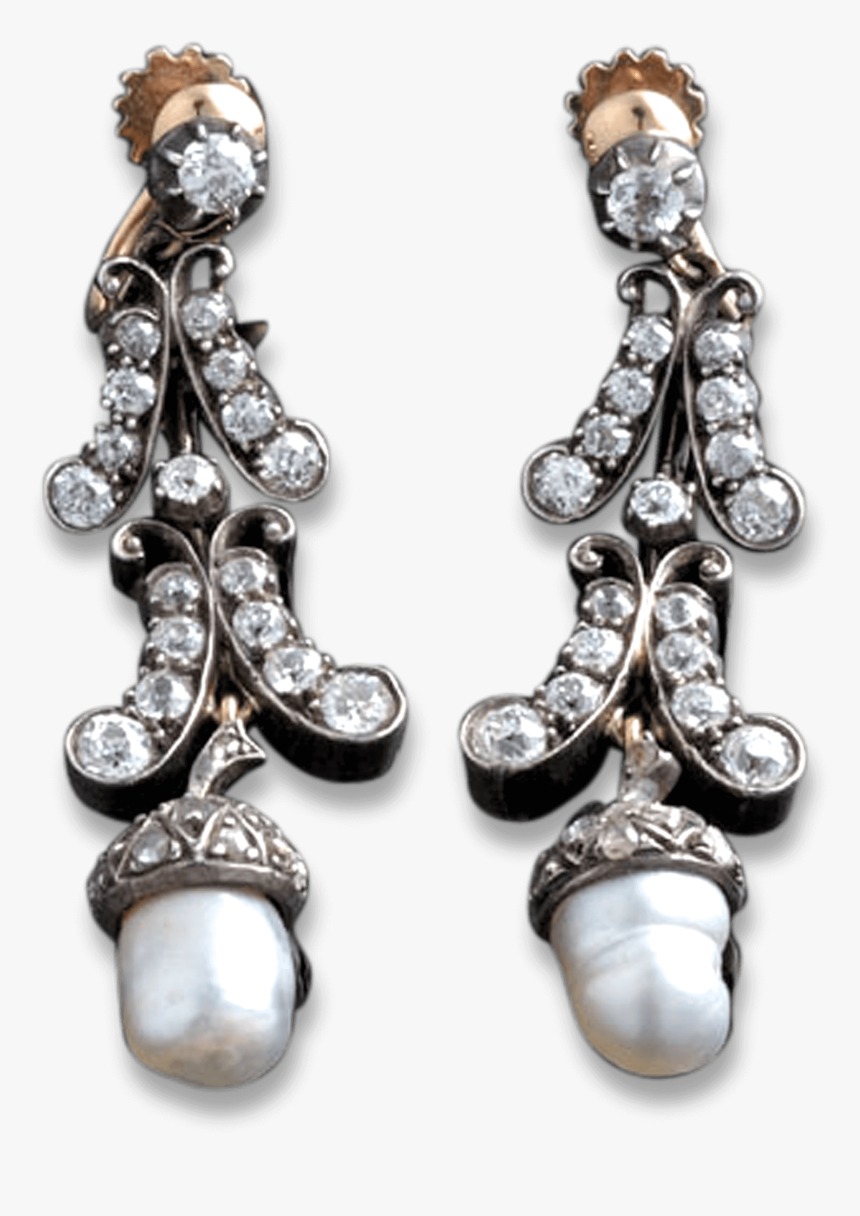 Edwardian Baroque Pearl & Diamond Earrings - Earrings, HD Png Download