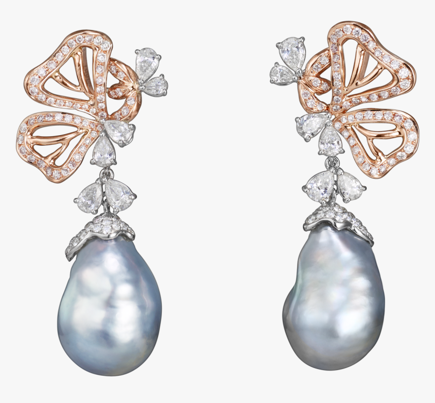 Baroque Pearl And Diamond Earring, HD Png Download