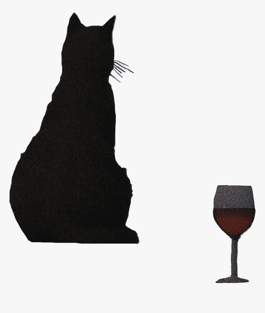 #cat #silhouette #wine #wineglass #blackcat #catblack - Black Cat, HD Png Download