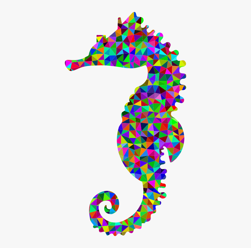 Low Poly Prismatic Seahorse Silhouette - Sea Horse Vector Silhouette, HD Png Download
