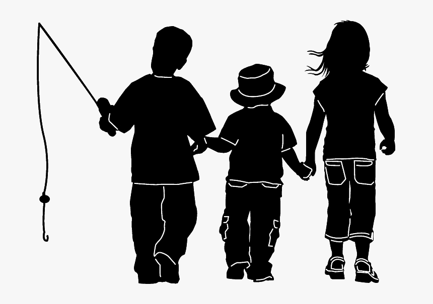 Kids Fishing Silhouettes, HD Png Download