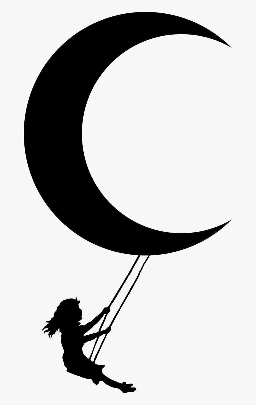 Art,silhouette,area - Dibujos De Media Luna, HD Png Download