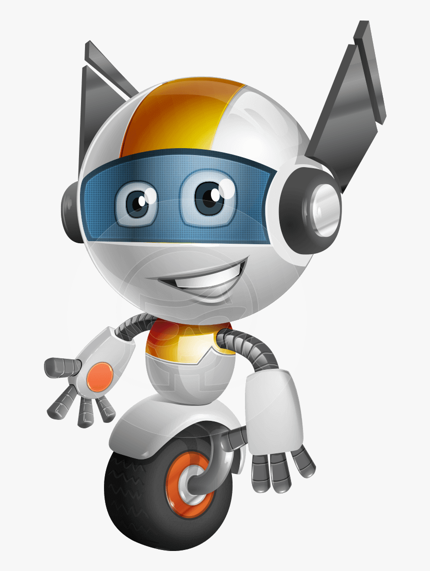 Robot Vector Cartoon Character Design - Robot With One Wheel, HD Png Download