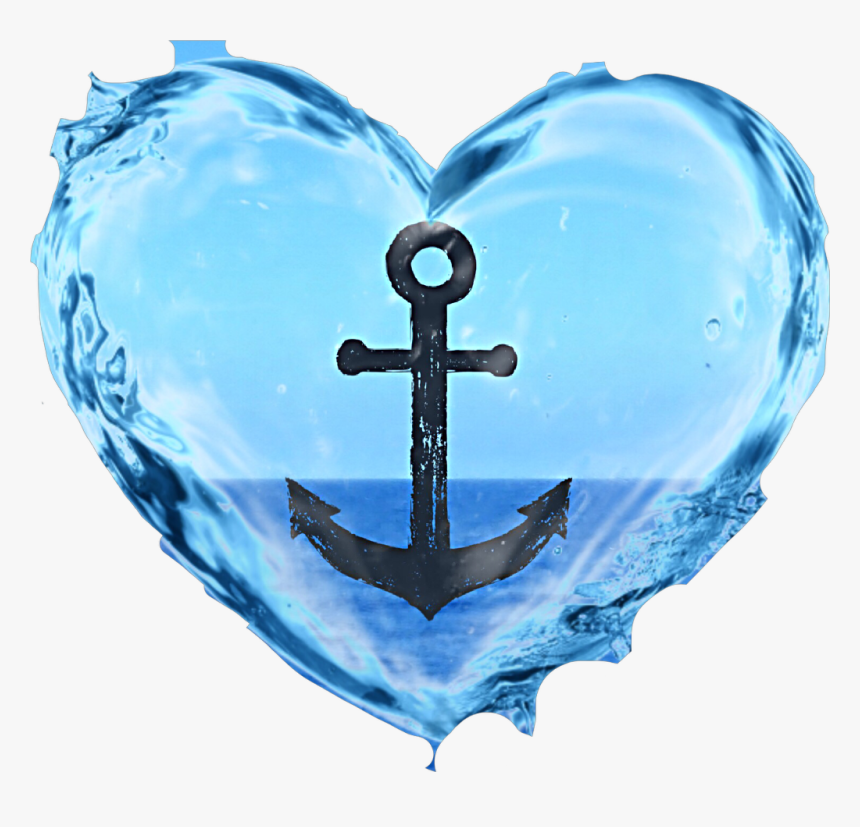 #anchor #water #waves #blue #cute #heart - Transparent Background Blue Love Heart, HD Png Download