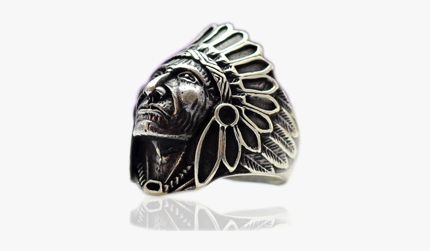 Sterling Silver Indian Chief Mens Ring Kaan Art - Titanium Ring, HD Png Download