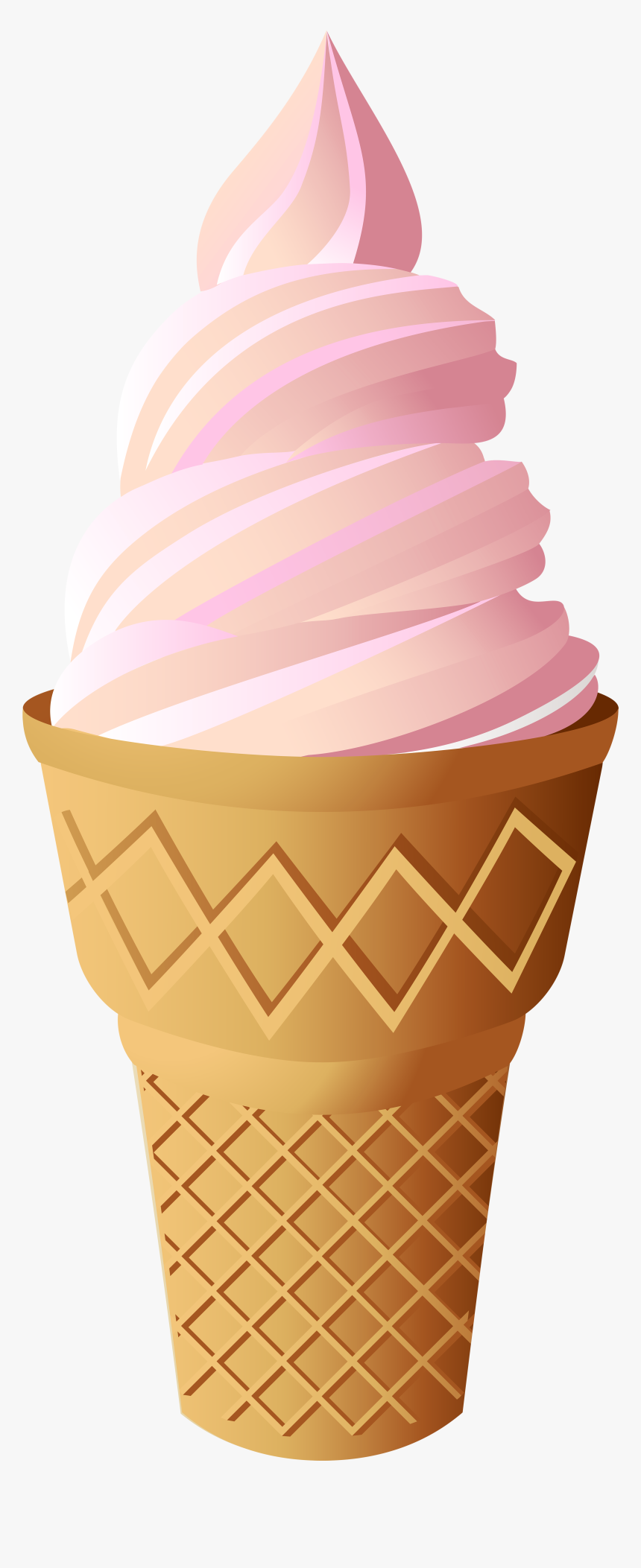 Pink Ice Cream Cone Png Clip Art - Vanilla Ice Cream Png, Transparent Png