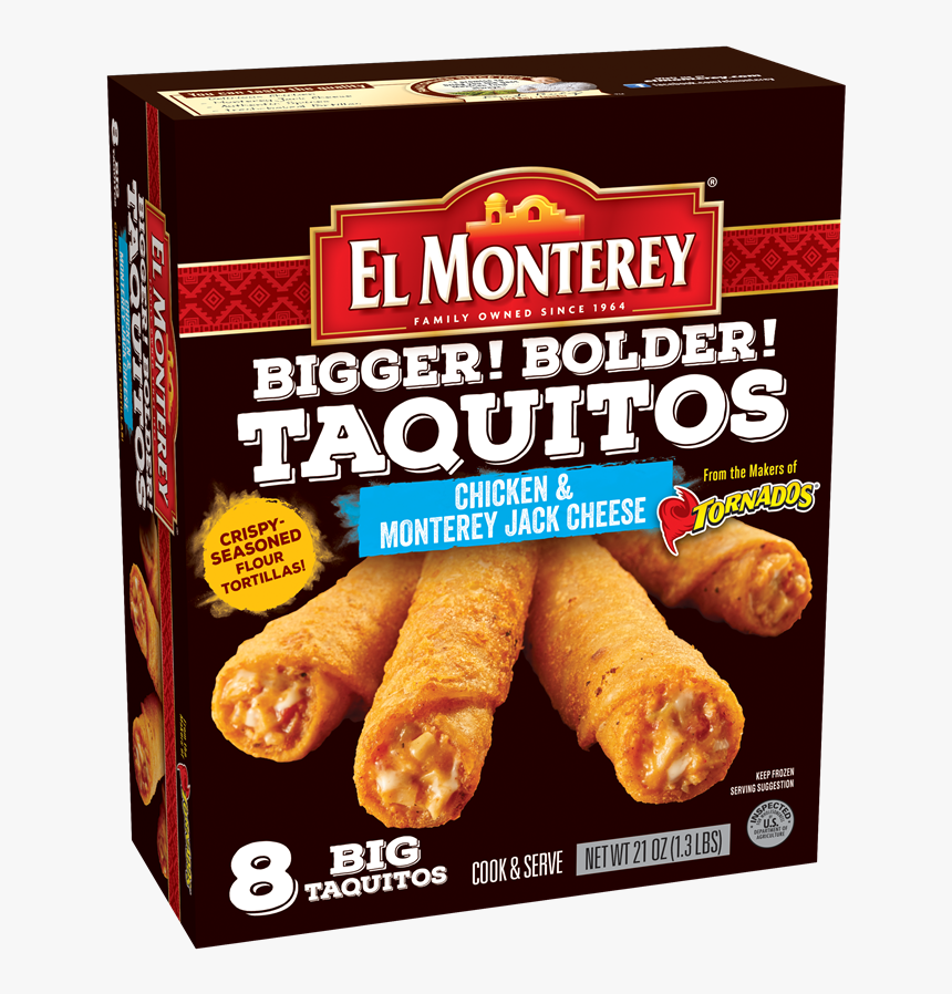 Bigger Bolder Chicken & Cheese Taquitos - El Monterey Bigger Bolder Taquitos Review, HD Png Download
