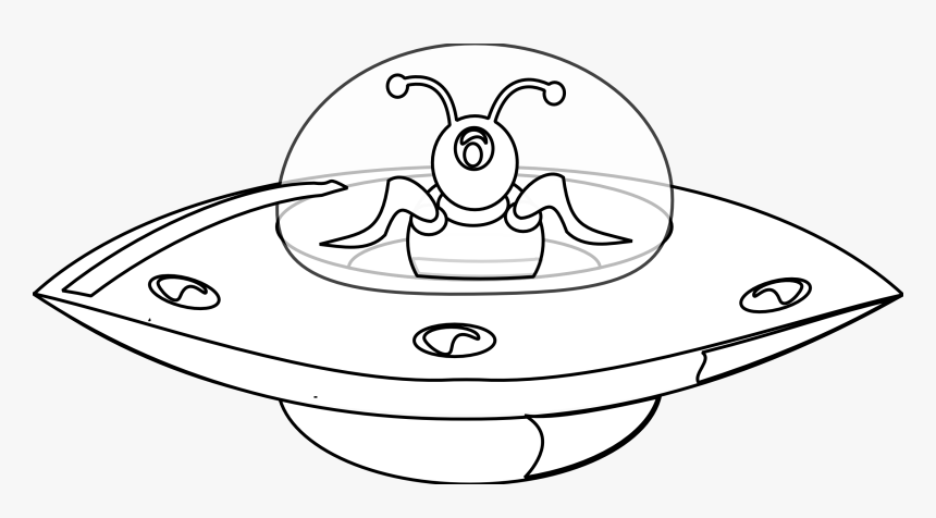 Ufo In Style Black White Line Art Christmas Xmas Electronics - Ufoclipart Black And White, HD Png Download