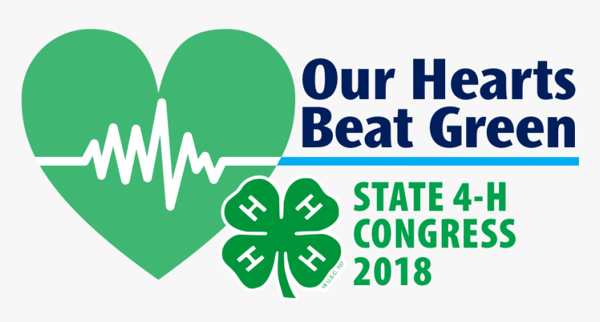 Our Hearts Beat Green Logo - 4 H Clover, HD Png Download