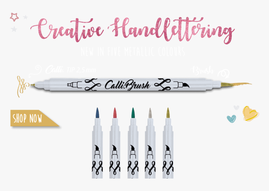 Brush Double Tip Pen Metallic For Creative Writing - Calligraphy, HD Png Download