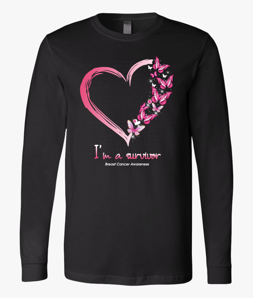 I M A Survivor Breast Cancer Awareness Heart Butterfly - T-shirt, HD Png Download