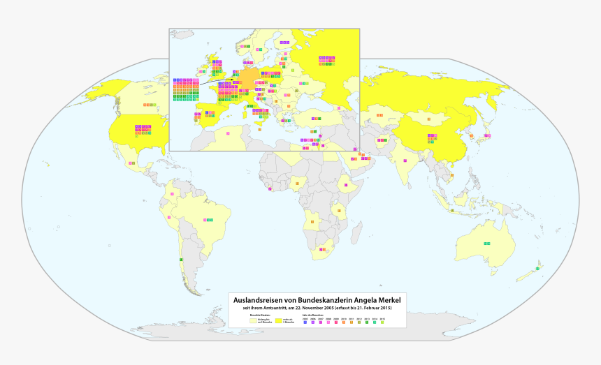 Karte Der Auslandsreisen Von Bundeskanzlerin Angela - Atlas, HD Png Download