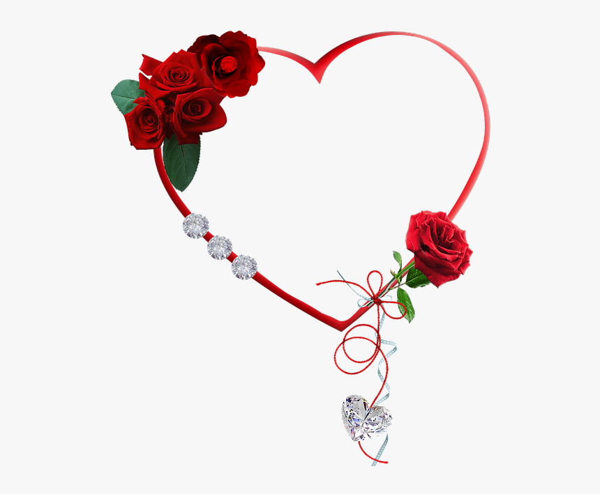 Cluster, Heart, Red, Roses, Diamond - Heart Diamond Frame Png, Transparent Png