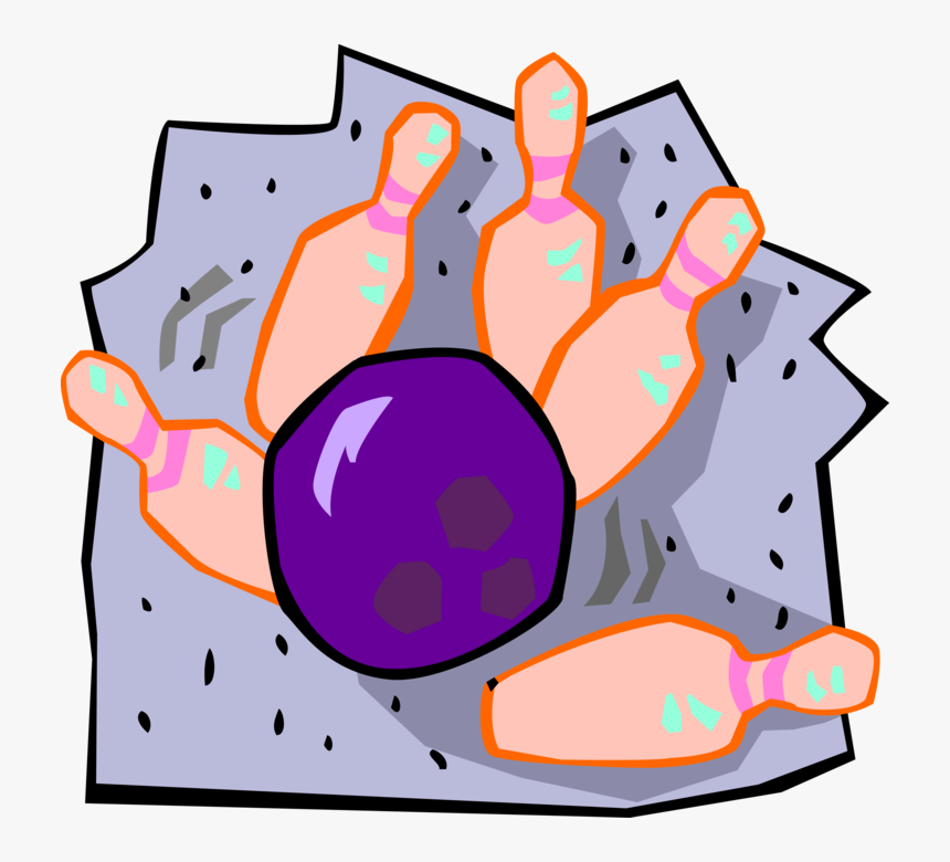 Vector Illustration Of Game Of Bowling Ball Striking - Ten-pin Bowling, HD Png Download