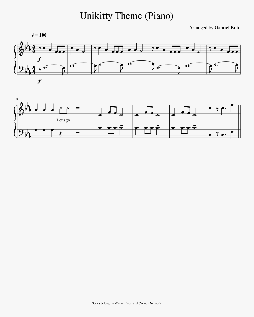 Unikitty Png -unikitty Theme - Sheet Music, Transparent Png