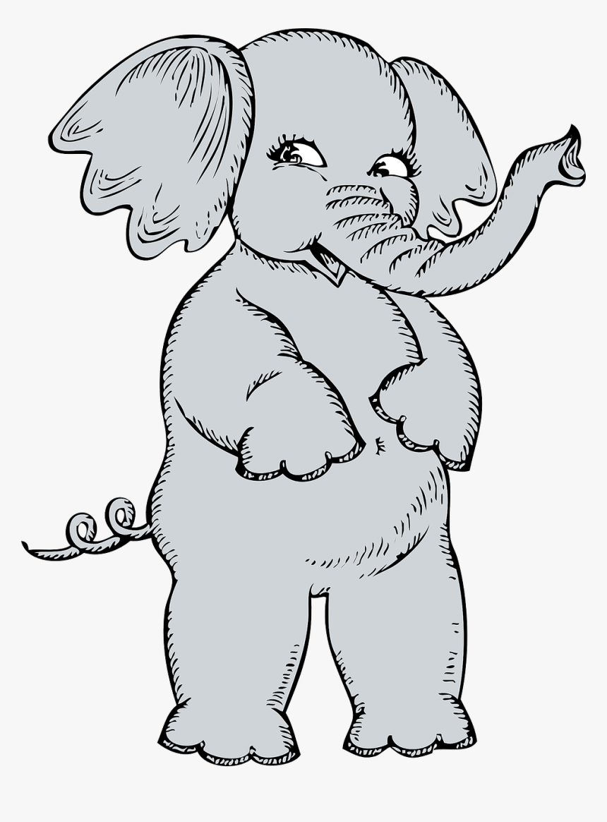 Draw A Standing Elephant, HD Png Download