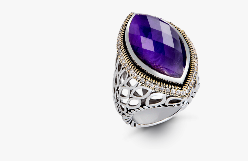 Designs By Hera Paradise Signature Diamond Ring - Amethyst, HD Png Download