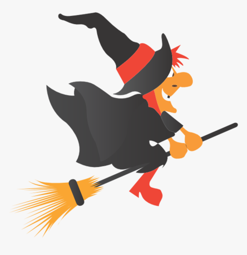 Witch On Broom Clipart Halloween Csscreme School Clipart - Halloween Witch On A Broom, HD Png Download