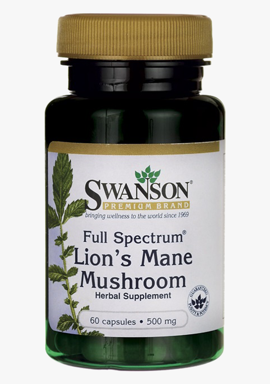 Swanson Full Spectrum Lion S Mane Mushroom 500mg - Swanson Eucommia Bark, HD Png Download