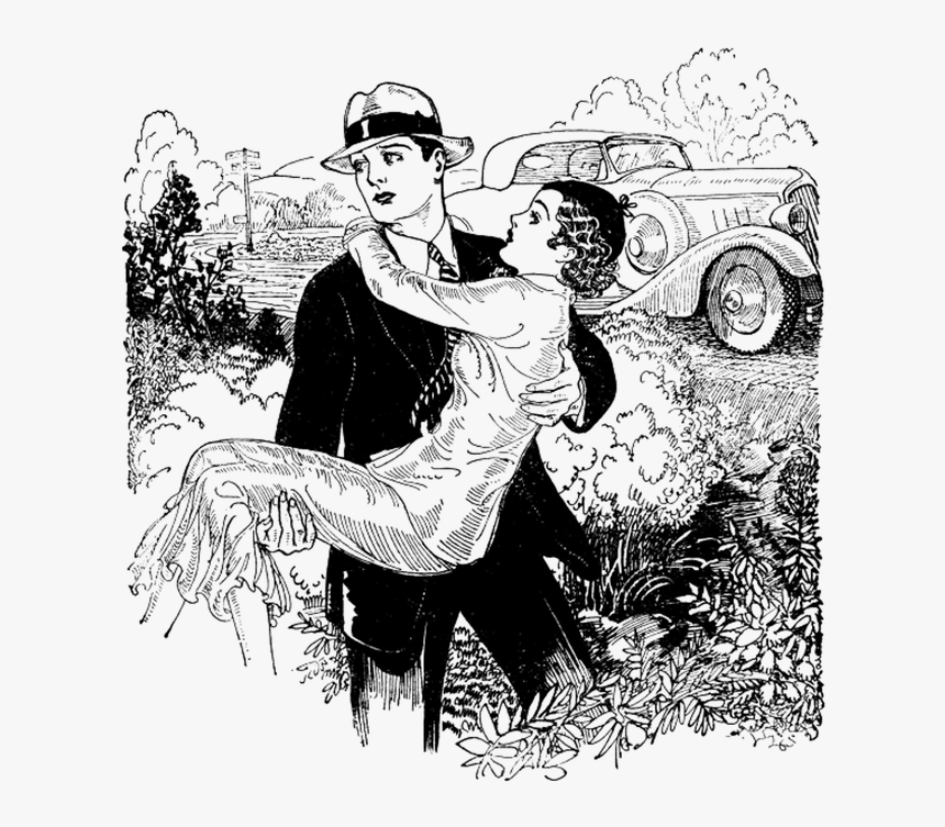 Static Drawing Couple - 1920s Car Transparent, HD Png Download
