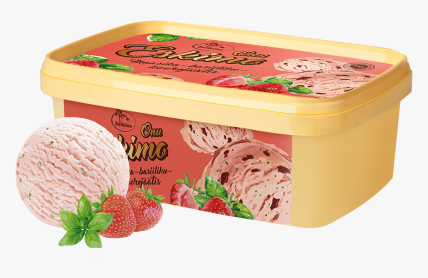 Onu Eskimo Strawberry And Basil Dairy Ice Cream - Gelato, HD Png Download