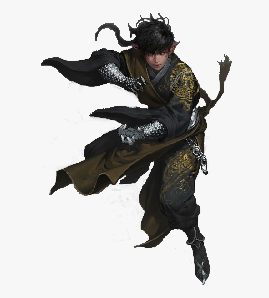 Half Elf Half Tiefling - Half Elf Drow Monk, HD Png Download