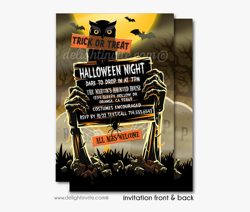 Clip Art Zombie Graveyard Adult Halloween - Adult Party Flyers Halloween, HD Png Download
