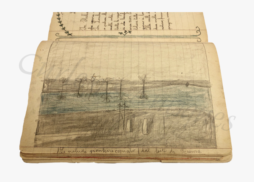 Antique 1920s Child’s Folk Art Drawings Mussolini Italy - Plank, HD Png Download