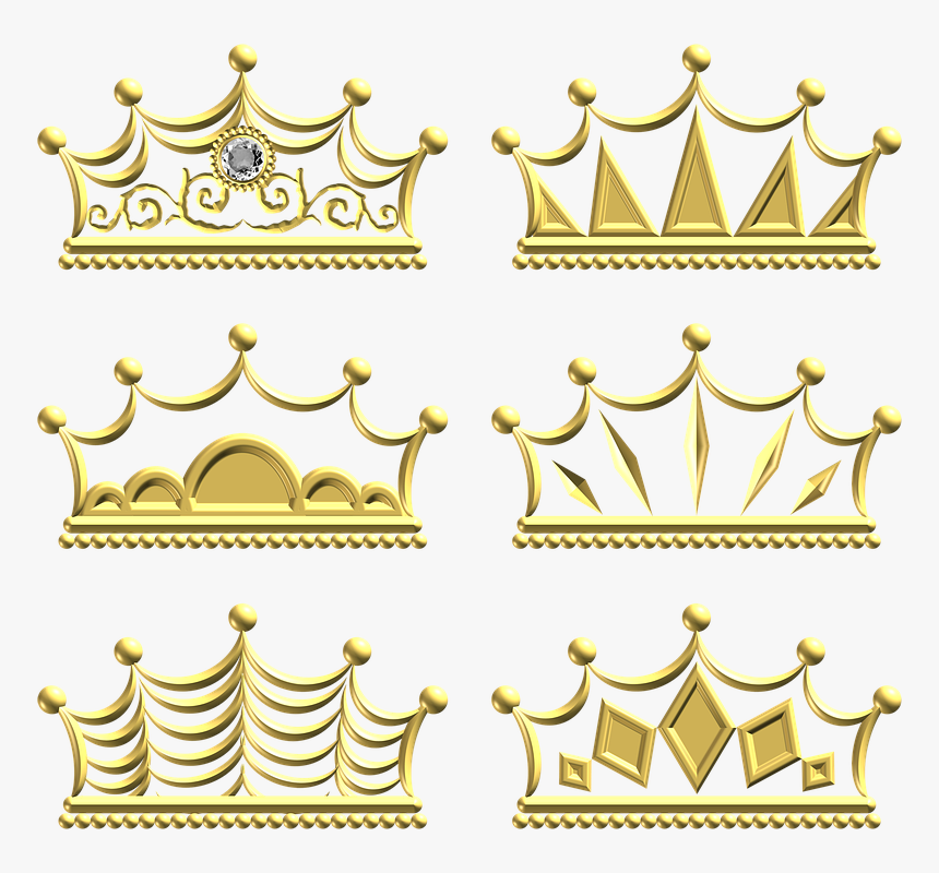 Gold, Crown, Ornate, Metal, Ornament, Decoration, Set - Gold Crown On Lion Transparent, HD Png Download