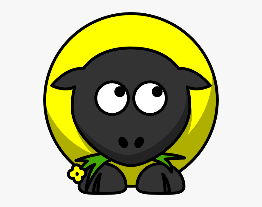 Yellow Sheep Looking Right-down Svg Clip Arts - Fat Cartoon Sheep, HD Png Download